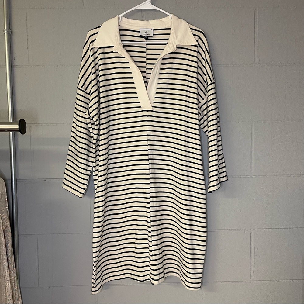 Tuckernuck Cream and Black Striped Long Sleeve Dress - Picture 3 of 11
